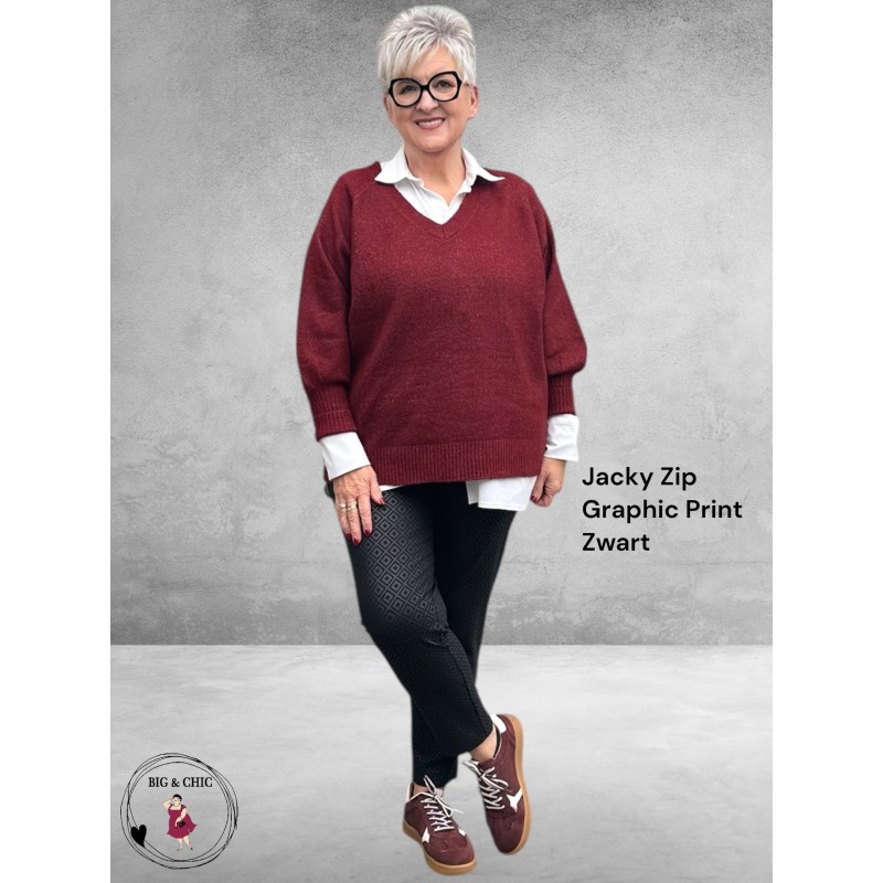 STARK Broek  JACKY  ZIP  Graphic Zwart