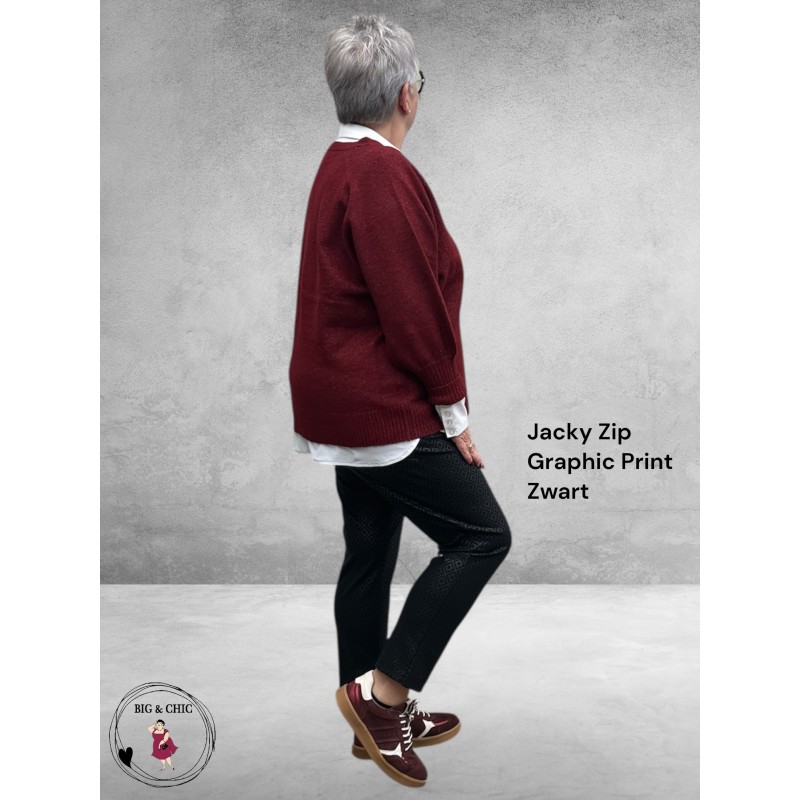 STARK Broek  JACKY  ZIP  Graphic Zwart