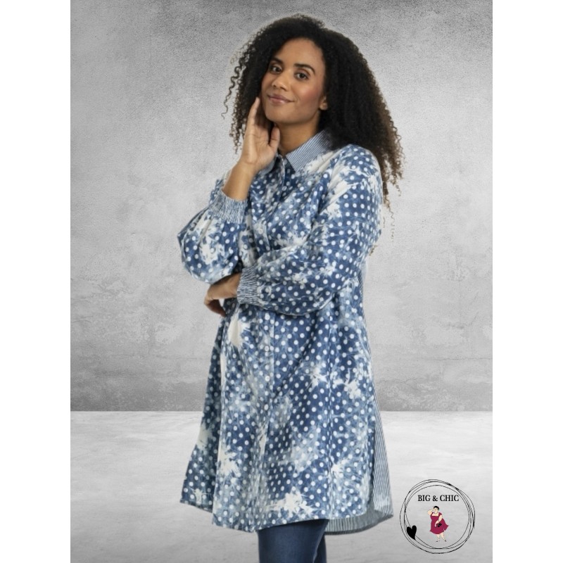 STUDIO Tuniek/Blouse Emille Denim Dot/Stripe