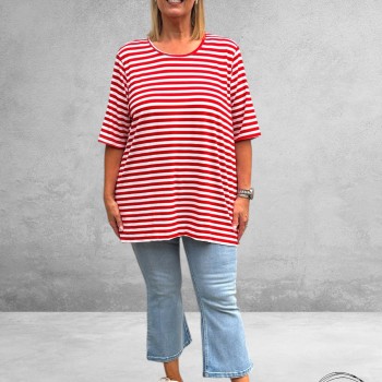 VERSION Shirt Wit/Rood Streep