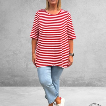 VERSION Shirt Wit/Rood Streep
