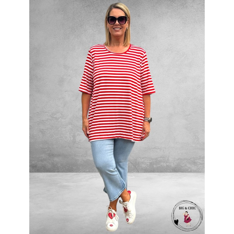 VERSION Shirt Wit/Rood Streep