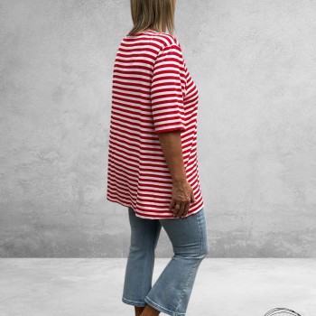 VERSION Shirt Wit/Rood Streep