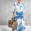 Version Jurk Stroken Lang Wit/Blauw