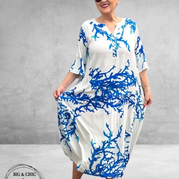 Version Jurk Stroken Lang Wit/Blauw