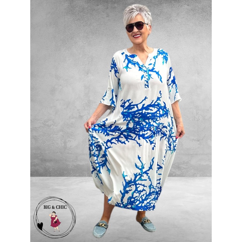 Version Jurk Stroken Lang Wit/Blauw