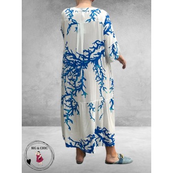 Version Jurk Stroken Lang Wit/Blauw