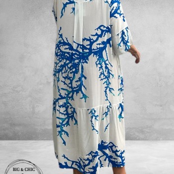 Version Jurk Stroken Lang Wit/Blauw