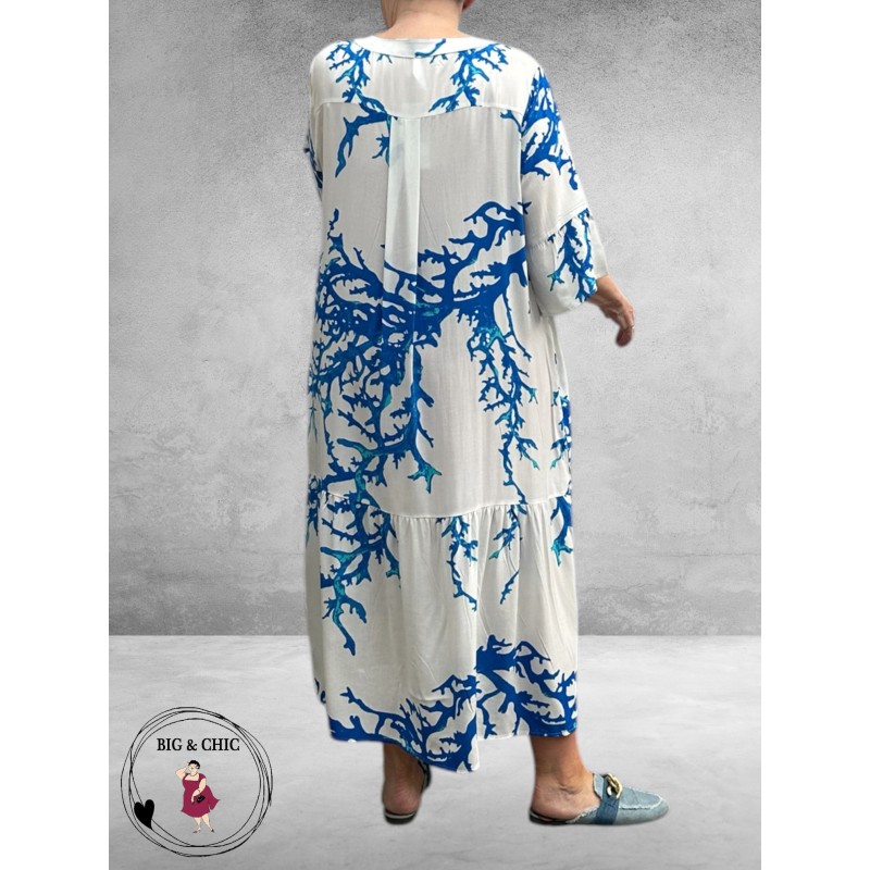 Version Jurk Stroken Lang Wit/Blauw