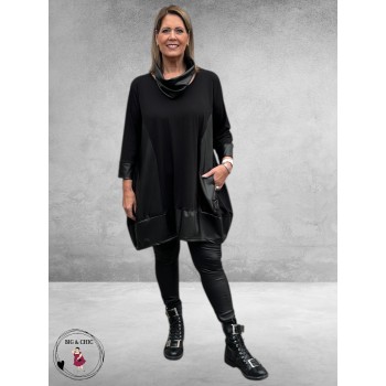 VINCENZO ALLOCCA Tuniek  Accenten Leder Zwart