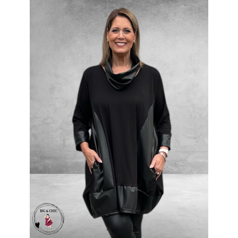 VINCENZO ALLOCCA Tuniek  Accenten Leder Zwart