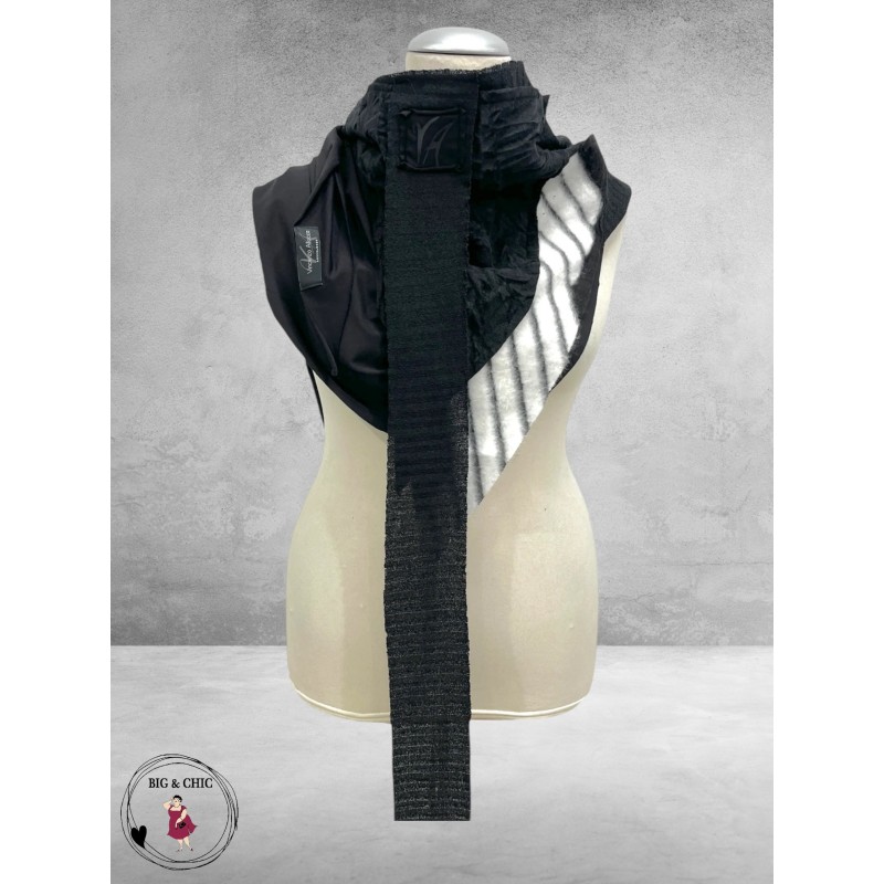 VINCENZO ALLOCCA Sjaal Bontje Zwart/Wit