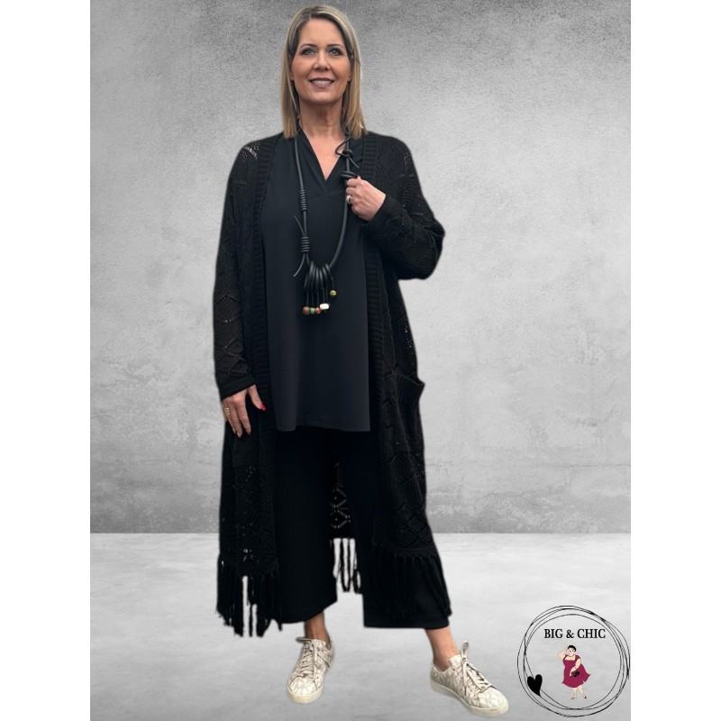 YOEK Cardigan Long Knit Zwart