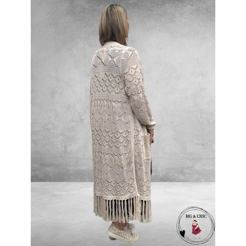 YOEK Cardigan Long Knit Zand/Beige