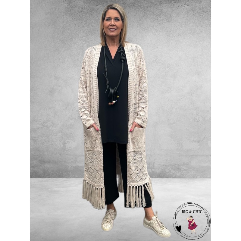 YOEK Cardigan Long Knit Zand/Beige