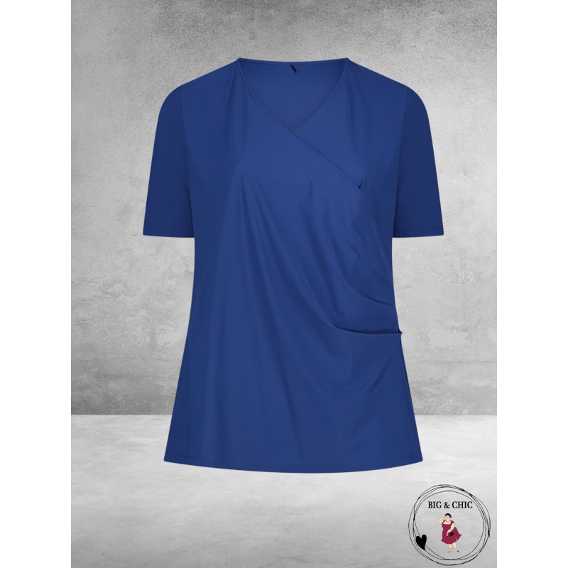 Plus Basics Wrap Top BLUE JEANS