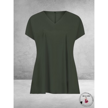 Plus Basics  Top/Shirt SS Travel Light Khaki