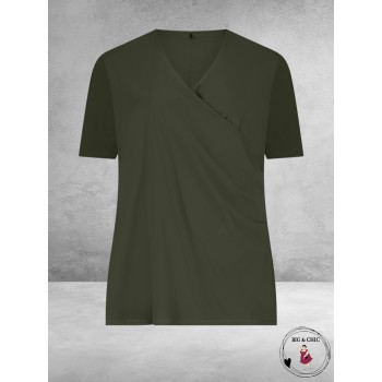 Plus Basics Wrap Top Khaki