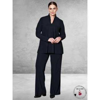 PLUS BASICS Broek/Pants WIDE ZWART WARM