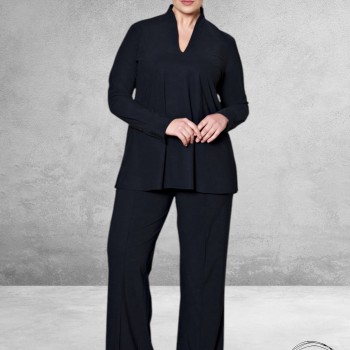 PLUS BASICS Broek/Pants WIDE ZWART WARM