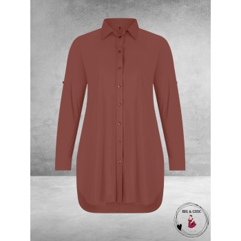PLUS BASICS Blouse Long Cacao