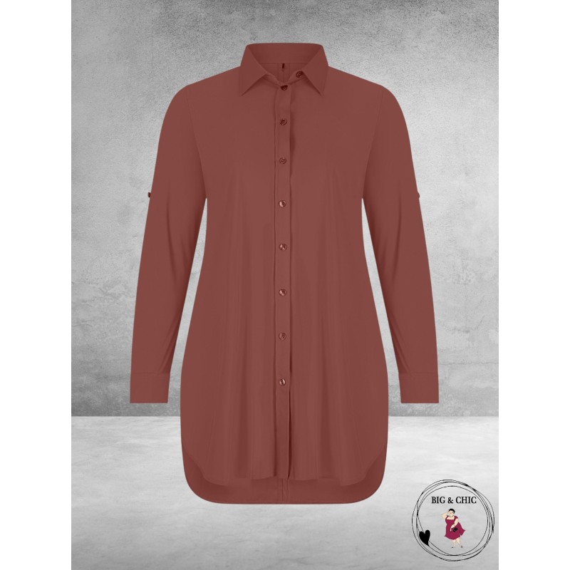 PLUS BASICS Blouse Long Cacao