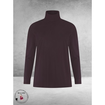 PLUS BASICS Shirt TURTLE NECK PRUNE