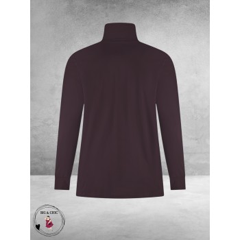 PLUS BASICS Shirt TURTLE NECK PRUNE