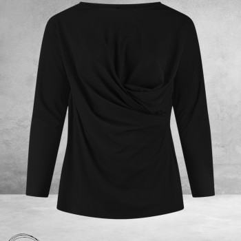 Plus Basics  Shirt Twisted Langemouw ZWART