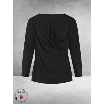 Plus Basics  Shirt Twisted Langemouw ZWART