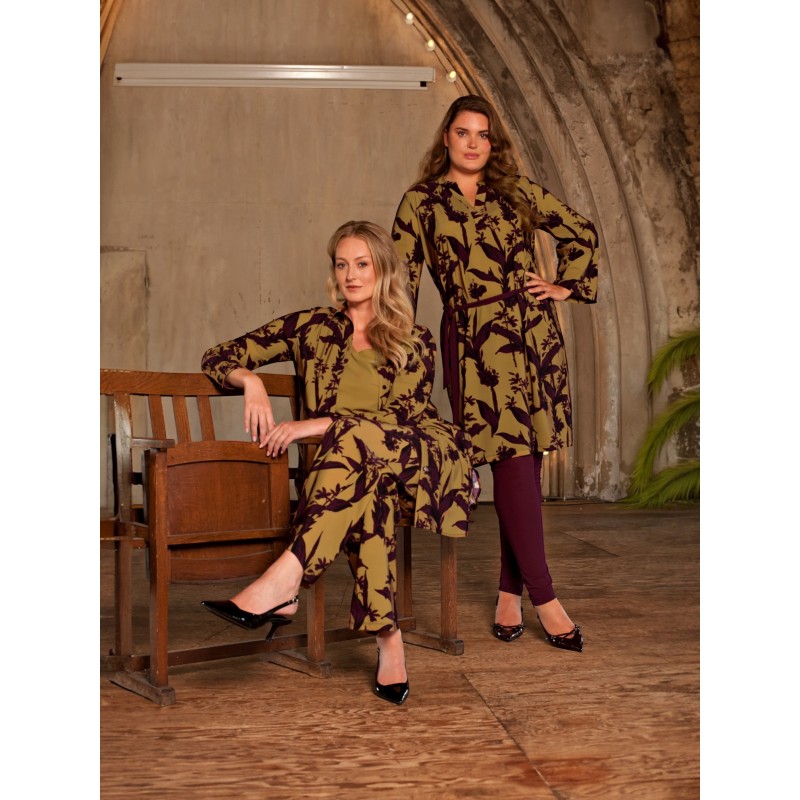 Plus Basics Dress MAO Belt Elegant Floral