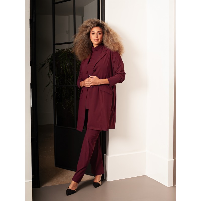 Plus Basics Blazer Long Jacket Burgundy