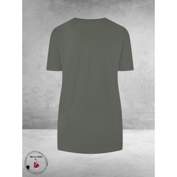 Plus Basics Travel Shirt V-Neck Hals Mud