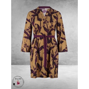 Plus Basics Dress MAO Belt Elegant Floral