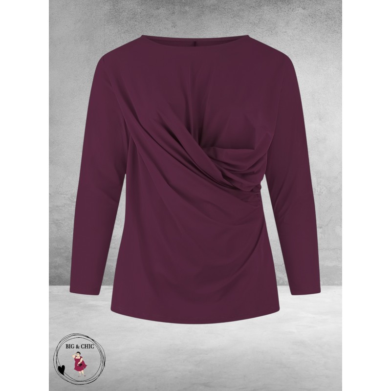 Plus Basics  Shirt Twisted Langemouw Burgundy