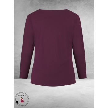 Plus Basics  Shirt Twisted Langemouw Burgundy
