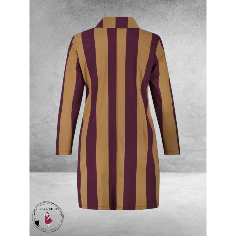 Plus Basics Blazer Long Jacket Block Stripe