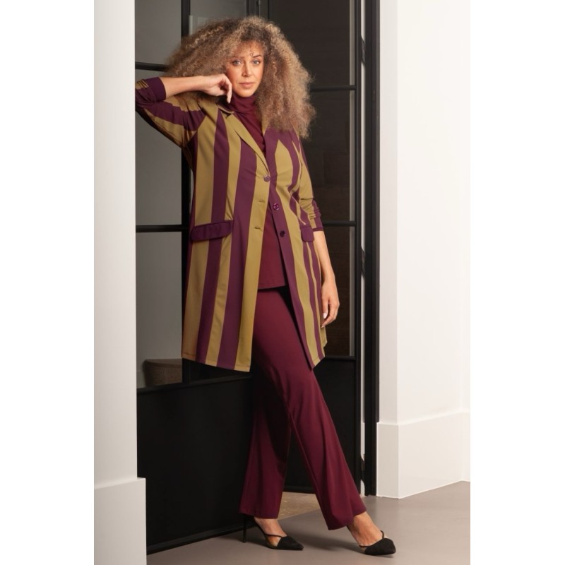 Plus Basics Blazer Long Jacket Block Stripe