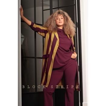 Plus Basics Blazer Long Jacket Block Stripe