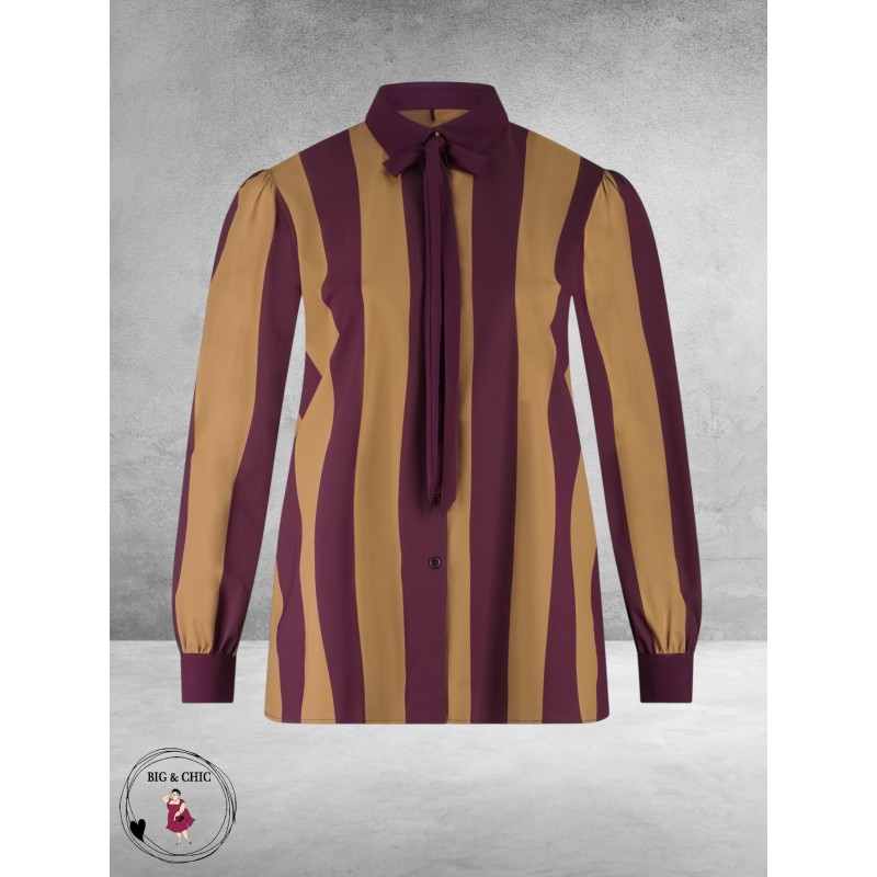 PLUS BASICS Shirt Puffed Block Stripe