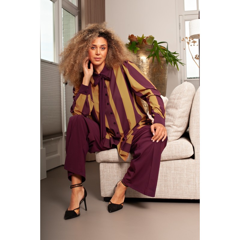 PLUS BASICS Shirt Puffed Block Stripe