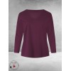 PLUS BASICS Shirt Tee V Slim Langmouw Burgundy