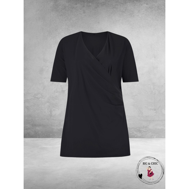 Plus Basics Wrap Top ZWART