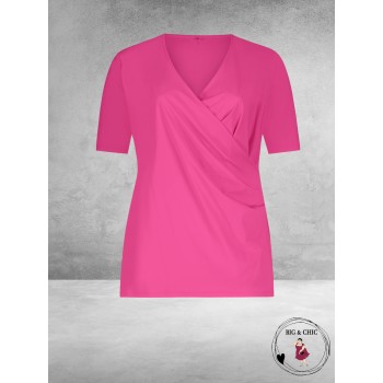 Plus Basics Wrap Top Fuchsia