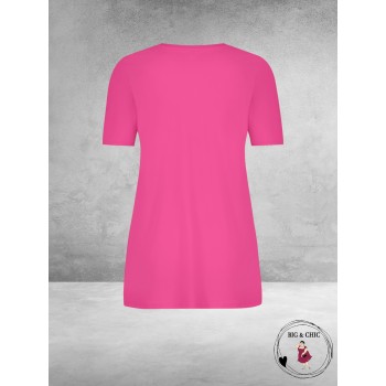 Plus Basics Travel Shirt V- Hals Fuchsia