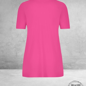 Plus Basics Travel Shirt V- Hals Fuchsia