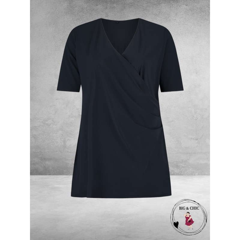 Plus Basics Wrap Top NAVY