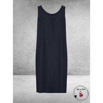 PLUS BASICS Mouwloze Jurk Navy